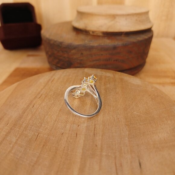 90s Vintage 925 Sterling + Citrine Bypass Ring, Sz 6.75/7, Eclectic & Quirky - Picture 5 of 7